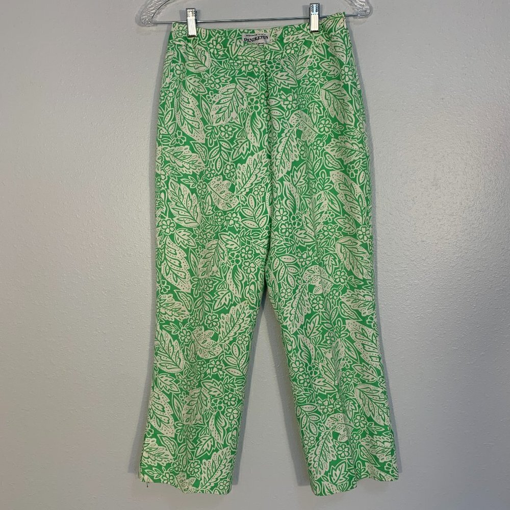Pendleton Women's Silk Blend Tropical Floral Lined Cropped Pants 4